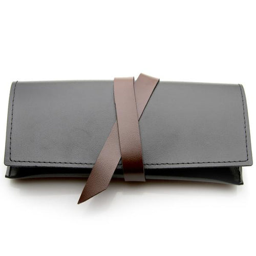 STYLISH BLACK X BROWN LEATHER GLASSES CASE